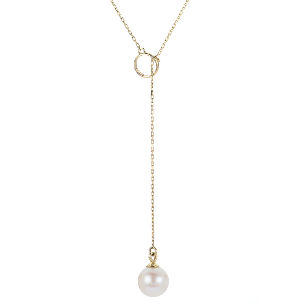 Freshwater Pearl Yellow Gold Y Necklace