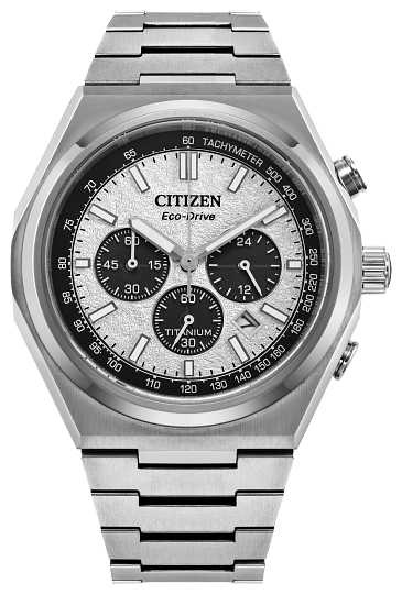 42mm Silver Dial TITANIUM Citizen Eco-Drive Zenshin Chrono Watch - CA4610-85A