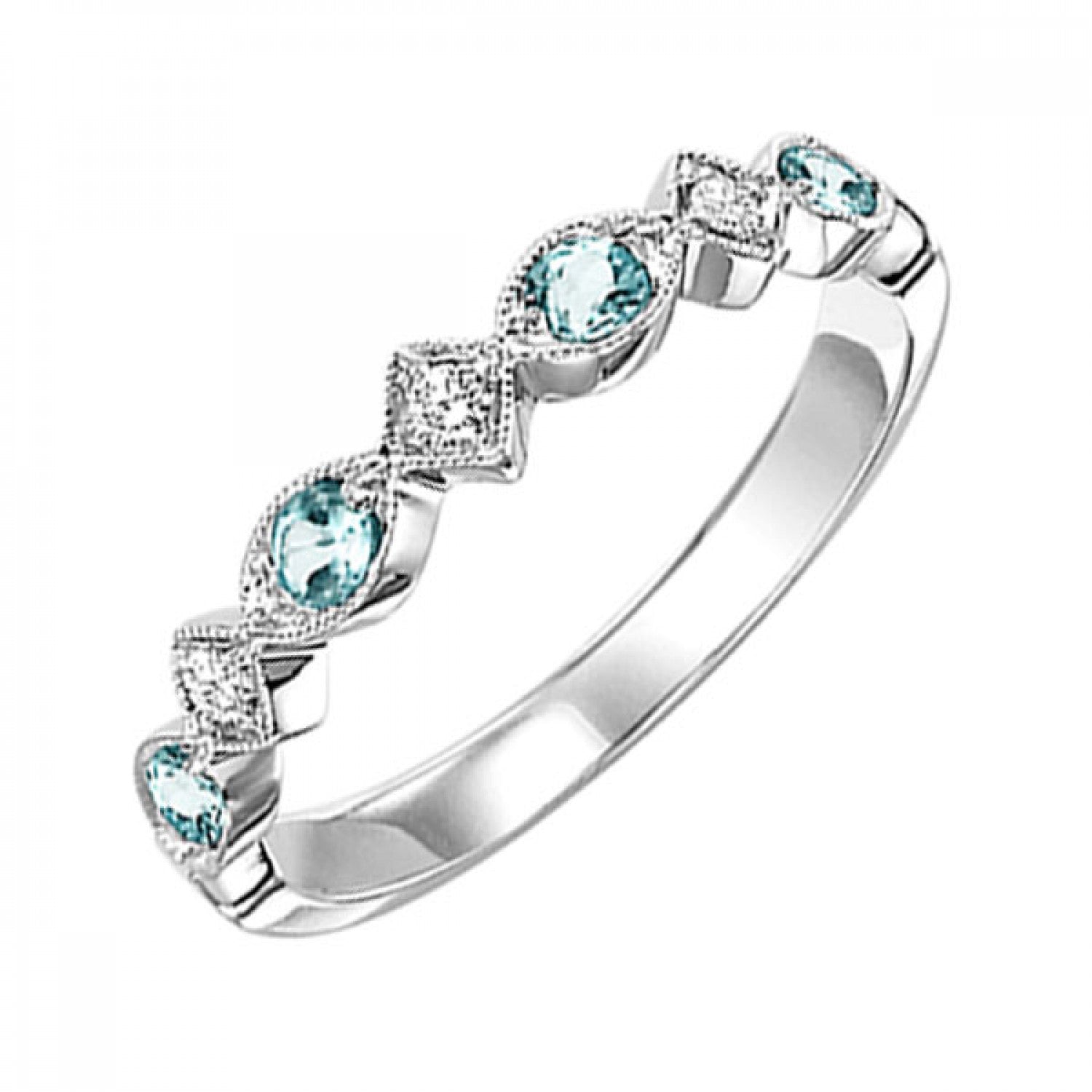 Gemstone and Diamond Stackable Ring (Multiple Colors)