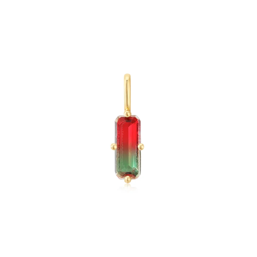 Gold Faceted Red Necklace Charm