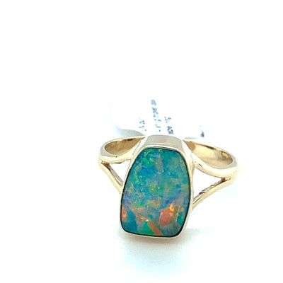 Yellow Gold Triplet Opal Ring