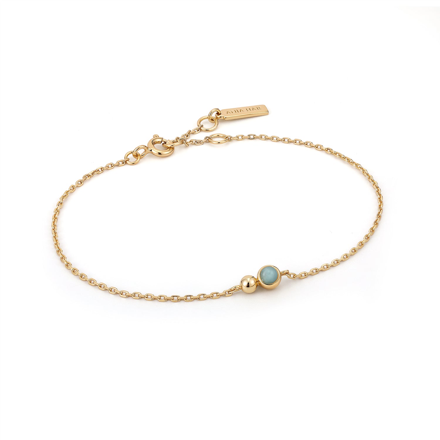 Gold Orb Amazonite Chain Bracelet