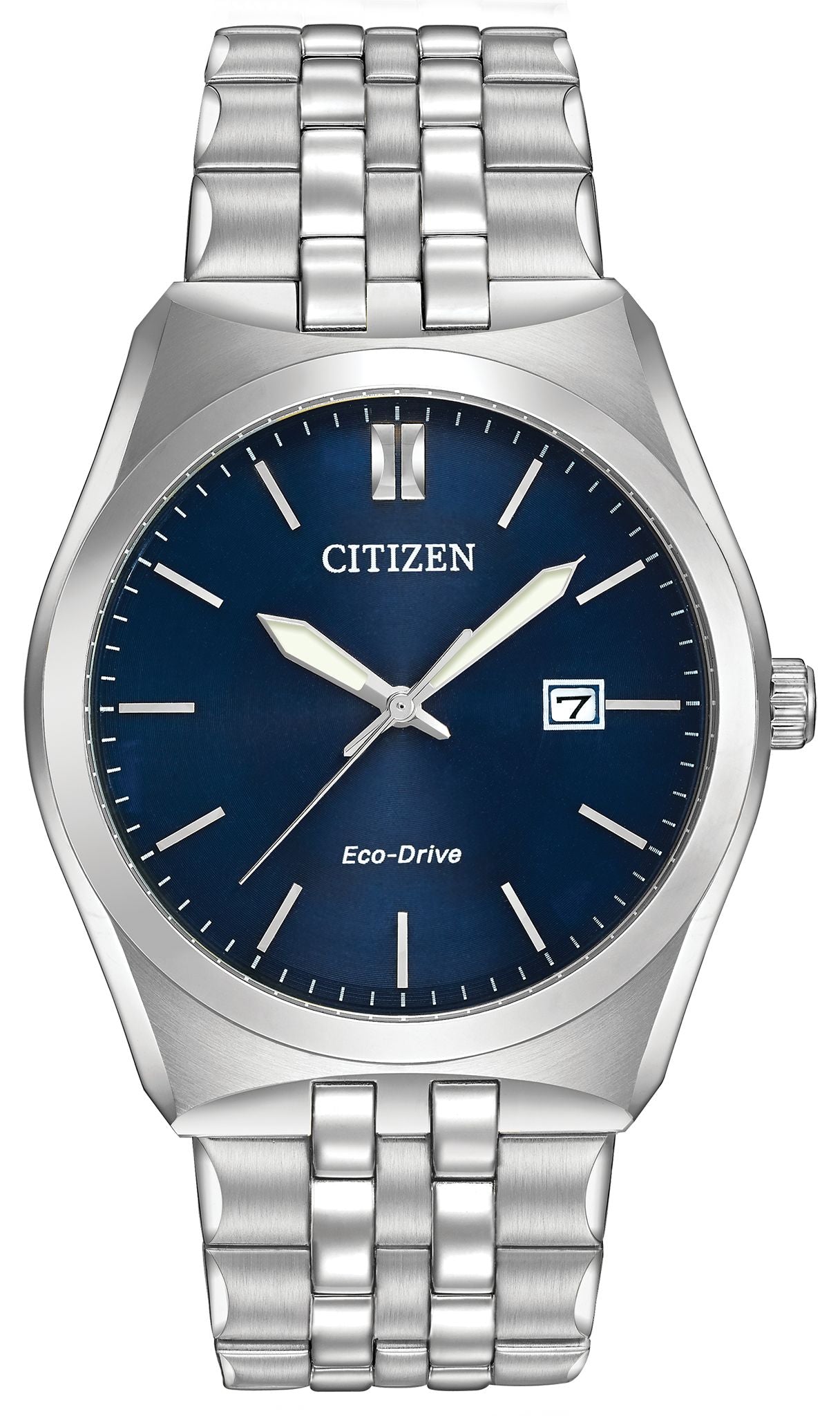 Handsome Men's Stainless Steel Citizen Watch with Blue Face