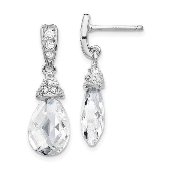 Sterling Silver CZ Dangle Earrings