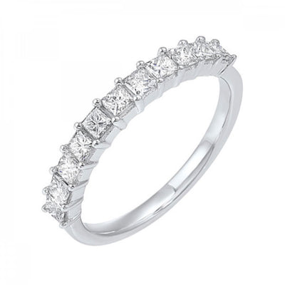 14KT White Gold Princess Cut Diamond Band