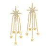 14KT Yellow Gold Star Dangle Earrings 1/4 CTW