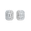 14KT Emerald Cut Earrings with Halo