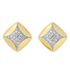 Diamond Square Pillow Stud Earrings in Yellow Gold (1/4ctw)