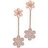 Diamond Double Daisy Flower Dangle Earrings in Gold (¼ ctw)