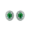 10KT WHITE GOLD DIAMOND (1/6CTW) & EMERALD (3/8 CTW) EARRING