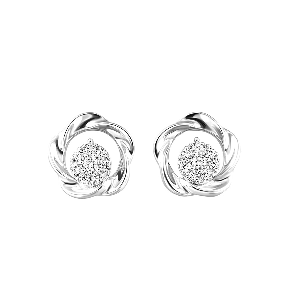Silver Diamond 1/8Ctw Earring