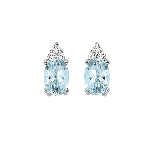 10KT WHITE GOLD DIAMOND (1/20CTW) & AQUAMARINE (5/8 CTW) EARRING