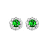 14KT WHITE GOLD DIAMOND (3/4CTW) & EMERALD (1/2 CTW) EARRING