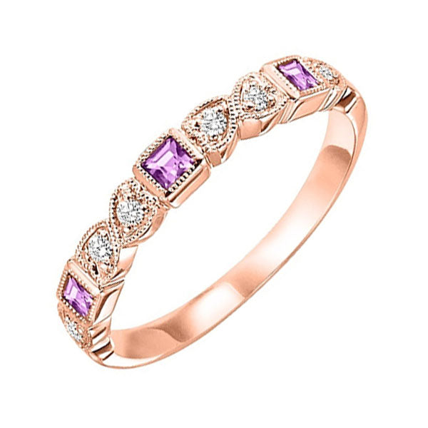 10KT ROSE GOLD DIAMOND (1/10CTW) & PINK SAPPHIRE (1/5 CTW) RING