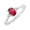 10KT WHITE GOLD DIAMOND (1/20CTW) & RUBY (1/2 CTW) RING