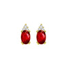 10KT Oval Gemstone Stud Earrings