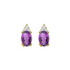 10KT Oval Gemstone Stud Earrings