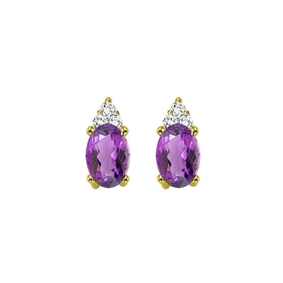 10KT Oval Gemstone Stud Earrings