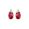 10KT Oval Gemstone Stud Earrings