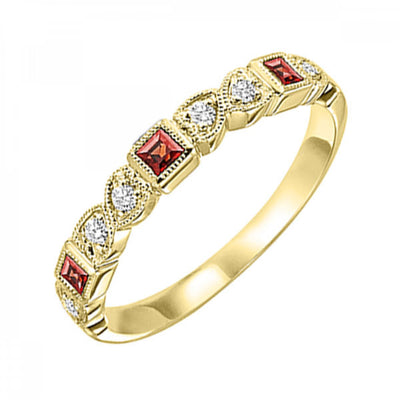 10KT Stackable Princess Cut Gemstone Ring