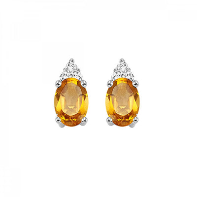 10KT Oval Gemstone Stud Earrings