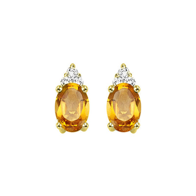 10KT Oval Gemstone Stud Earrings