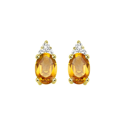 10KT Oval Gemstone Stud Earrings