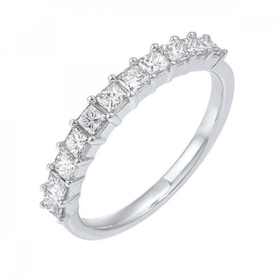 14KT White Gold Princess Cut Diamond Band