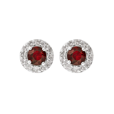 10KT White Gold Diamond and Gemstone Stud Earrings