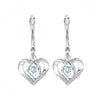 Silver Diamond and Created Gemstone Heart Earrings