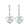 Silver Diamond and Created Gemstone Heart Earrings