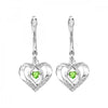 Silver Diamond and Created Gemstone Heart Earrings