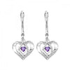 Silver Diamond and Created Gemstone Heart Earrings