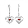 Silver Diamond and Created Gemstone Heart Earrings