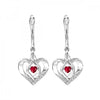 Silver Diamond and Created Gemstone Heart Earrings