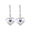 Silver Diamond and Created Gemstone Heart Earrings