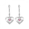 Silver Diamond and Created Gemstone Heart Earrings