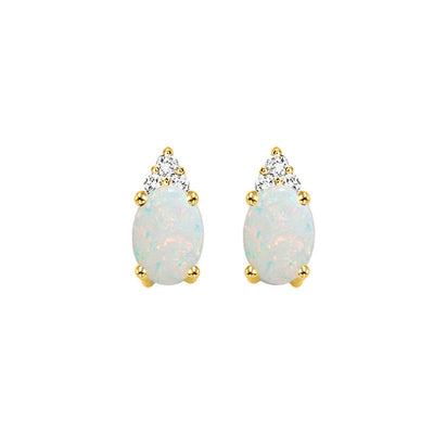 10KT Oval Gemstone Stud Earrings