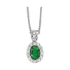 14KT WHITE GOLD DIAMOND (1/10CTW) & EMERALD (3/8 CTW) PENDANT