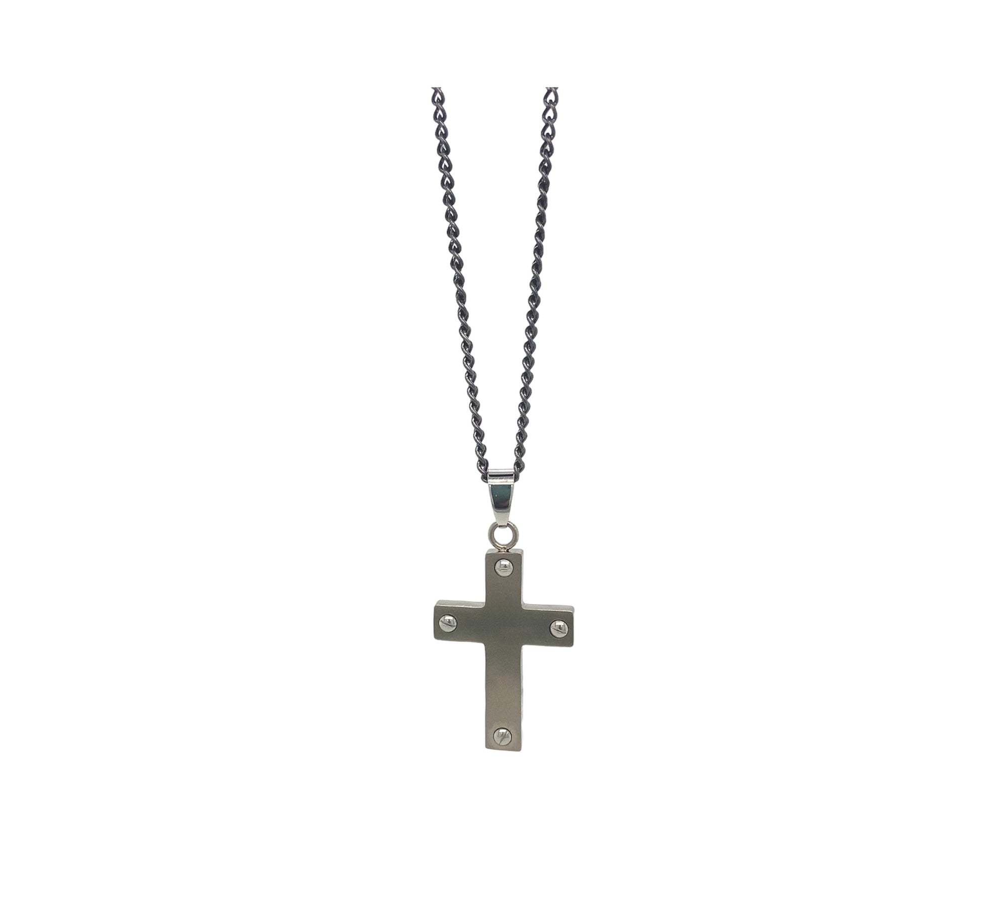 The Black Bow Men's Titanium Polished & Laser Cut Textured Cross Necklace,  22 Inch | Amazon.com