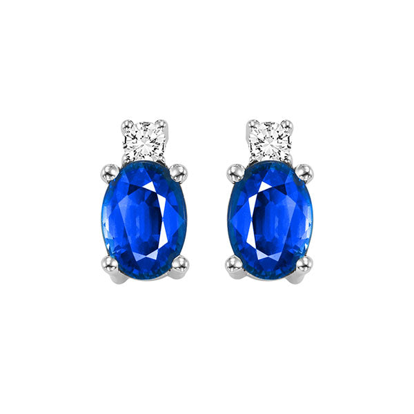 14KT WHITE GOLD DIAMOND (1/20CTW) & SAPPHIRE (1/2 CTW) EARRING
