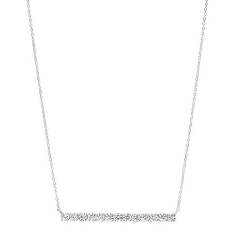 Diamond Bar Pendant Layer Necklace in 14k White Gold (½ ctw)