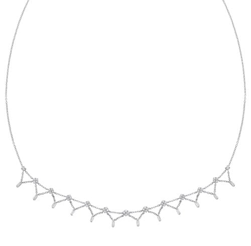 Diamond Station Necklace in 14k White Gold (1 ctw)