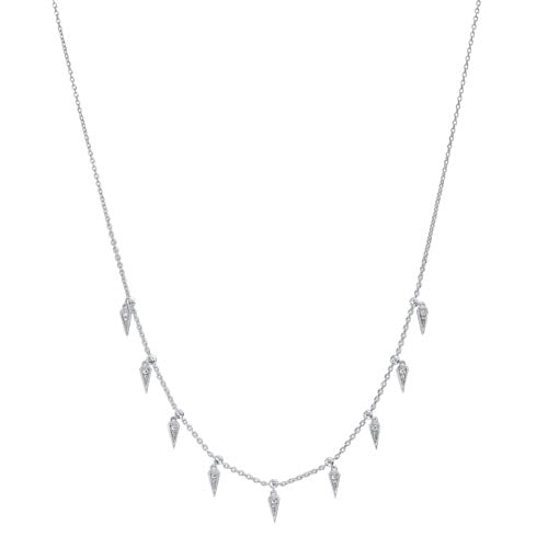 Diamond Icicle Drop Charm Pendant Necklace in Sterling Silver (1/10ctw)
