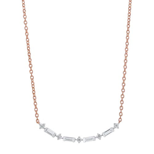 Diamond Curved Bar Link Necklace In Gold (1/4 Carat)