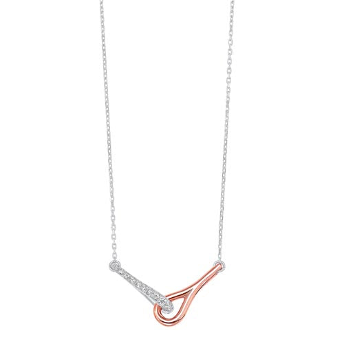 Interlocking Bar Diamond Pendant In 14K White Gold & Rose Sterling Silver (1/4 CTW)