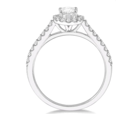 14K White Gold Oval Shape Diamond Engagement Ring