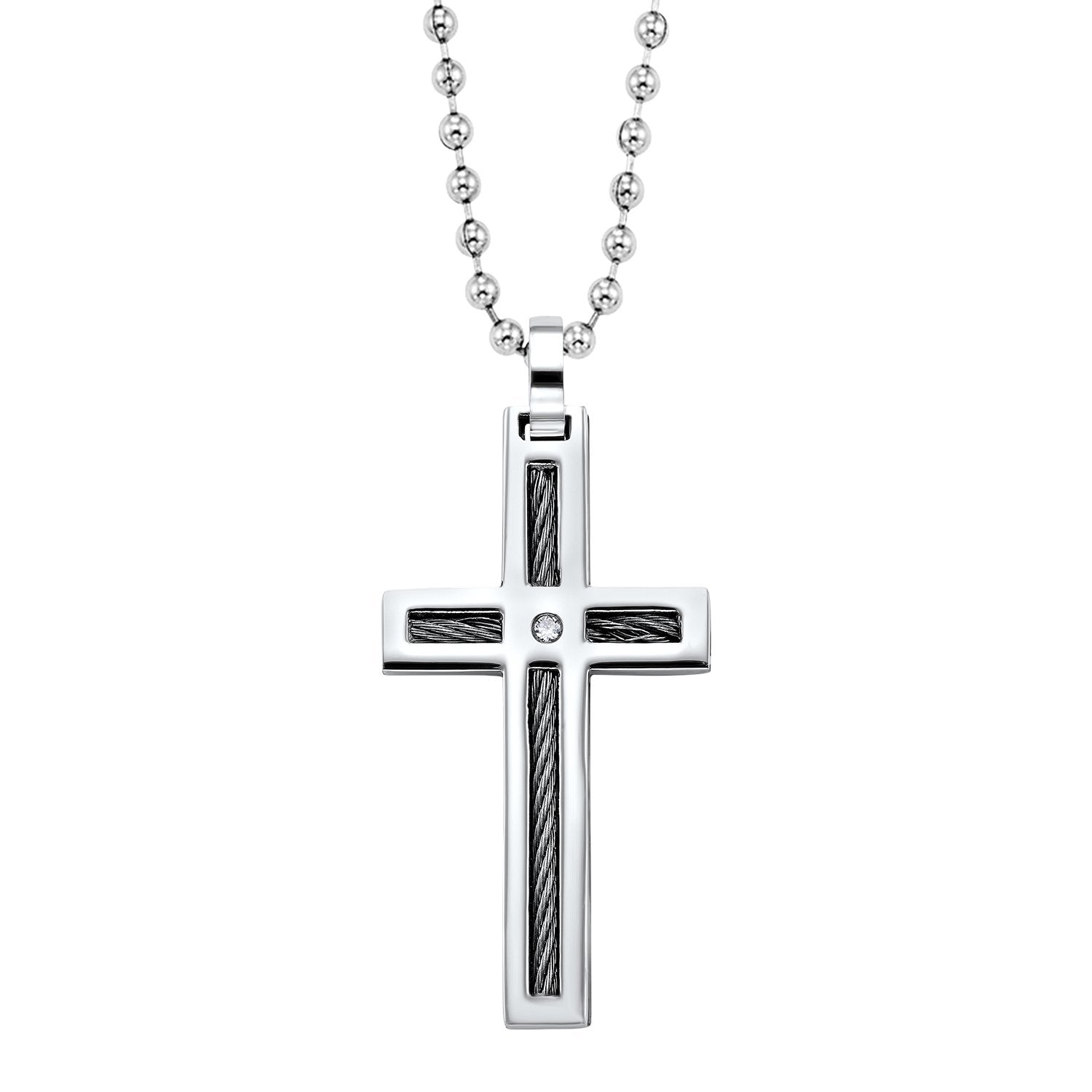 Men's Steel Diamond Cross