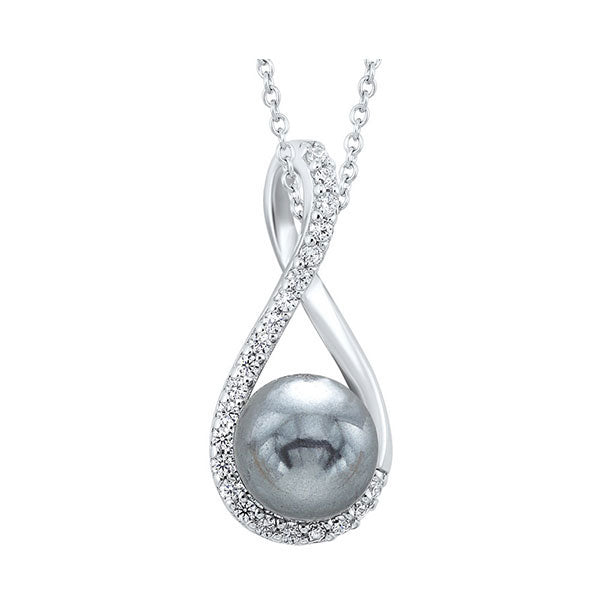 SILVER CUBIC ZIRCONIA & PEARL (1 CTW) PENDANT