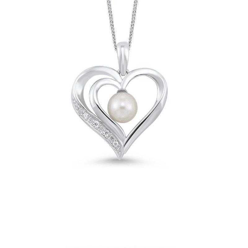 Silver Heart Pearl Pendant